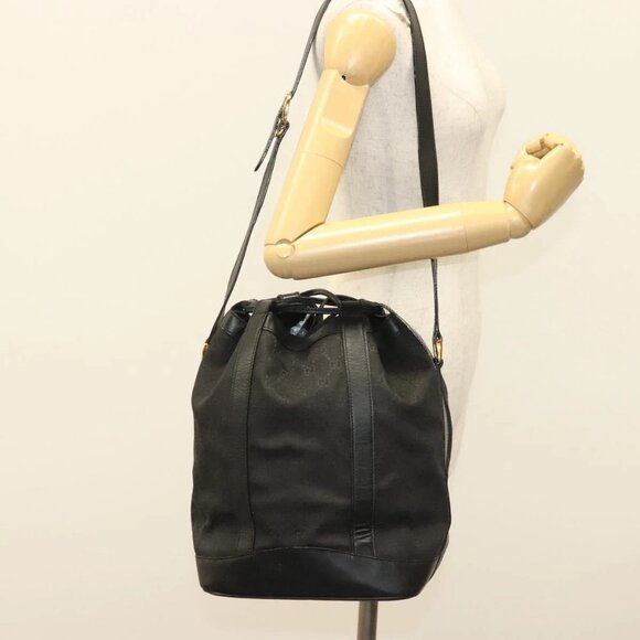 GUCCI GG Canvas Shoulder Bag Black Gold Auth 139771 - Picture 14 of 16